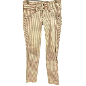 Rare Colcci Quality Denim Striped Jeans Women Size 4 Pockets double Buttons